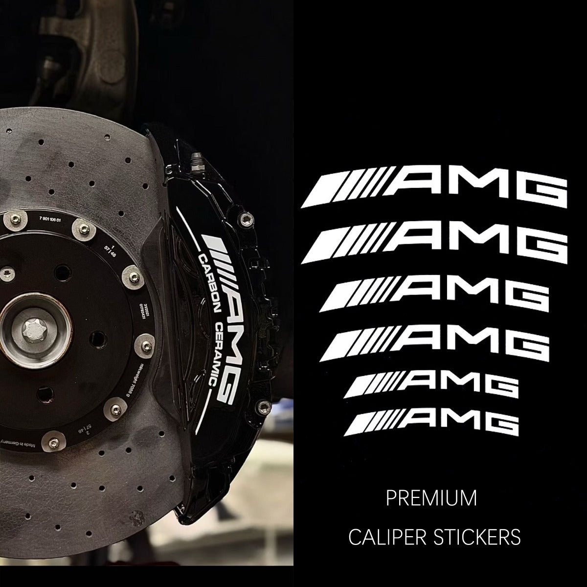 AMG Style Logo Sticker Decal Set WHITE Vinyl brake caliper Body 6pc