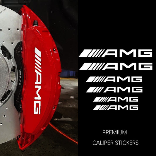 AMG Style Logo Sticker Decal Set WHITE Vinyl Car Window Body 6pc